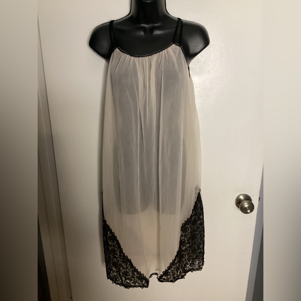 Black and Cream Sheer Chemise S